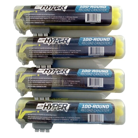Nerf Hyper 100-Round Refill Canister, Contains 100 Rounds (Lot of 4 Cannisters) - Picture 4 of 10